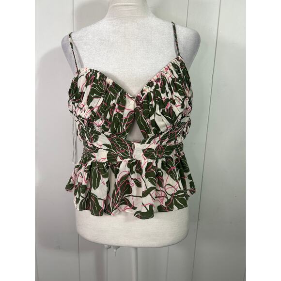 Parker floral spaghetti trap tank top with cut out in center. Size 8. NWOT. - Picture 2 of 7